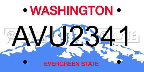 AVU2341 Washington License Plate