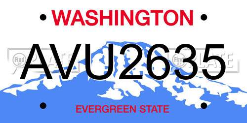 AVU2635 Washington License Plate