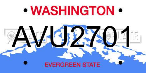 AVU2701 Washington License Plate