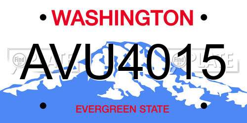 AVU4015 Washington License Plate