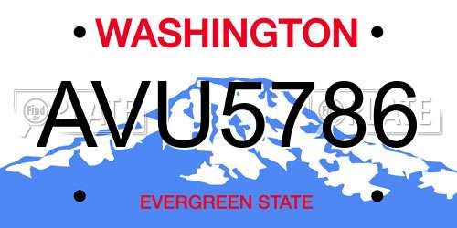 AVU5786 Washington License Plate