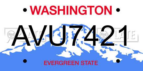 AVU7421 Washington License Plate