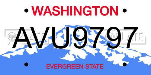 AVU9797 Washington License Plate