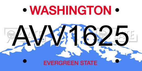 AVV1625 Washington License Plate