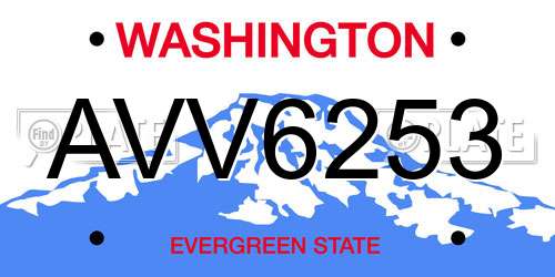 AVV6253 Washington License Plate