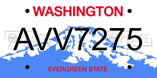AVV7275 Washington License Plate
