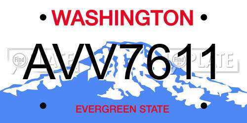 AVV7611 Washington License Plate