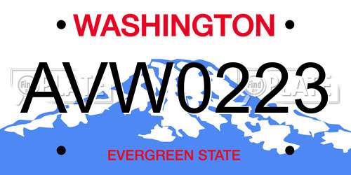 AVW0223 Washington License Plate