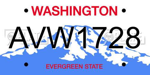 AVW1728 Washington License Plate