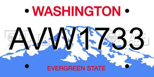 AVW1733 Washington License Plate