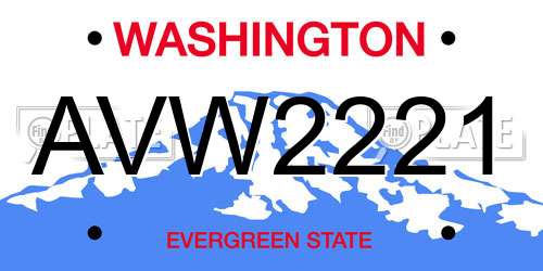 AVW2221 Washington License Plate