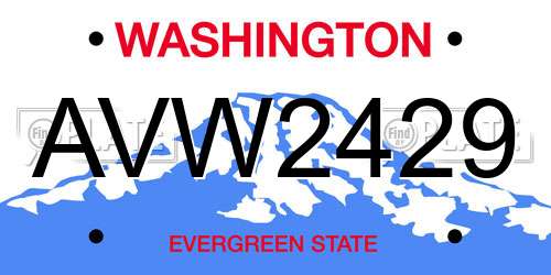 AVW2429 Washington License Plate