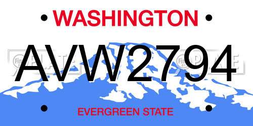 AVW2794 Washington License Plate