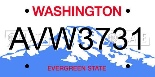 AVW3731 Washington License Plate