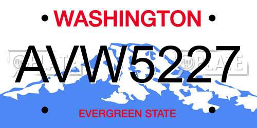 AVW5227 Washington License Plate