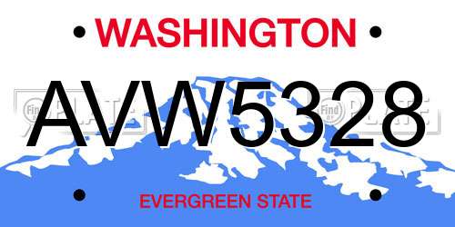 AVW5328 Washington License Plate