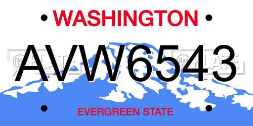 AVW6543 Washington License Plate