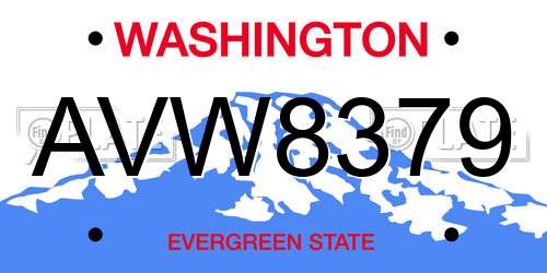 AVW8379 Washington License Plate
