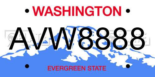 AVW8888 Washington License Plate