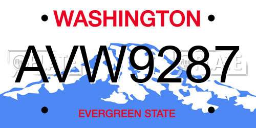 AVW9287 Washington License Plate