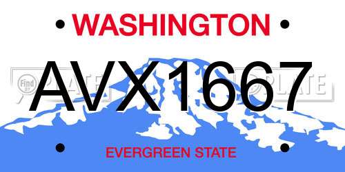 AVX1667 Washington License Plate
