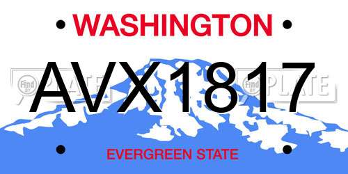 AVX1817 Washington License Plate