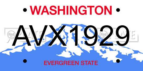 AVX1929 Washington License Plate