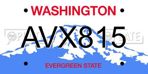 AVX815 Washington License Plate
