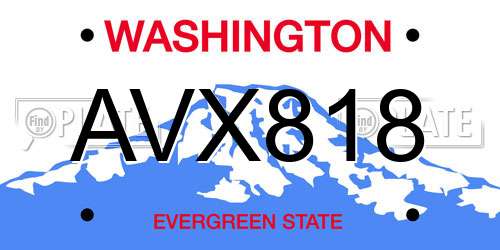 AVX818 Washington License Plate