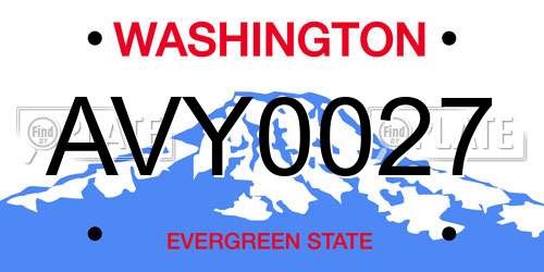 AVY0027 Washington License Plate