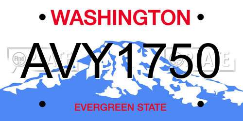 AVY1750 Washington License Plate
