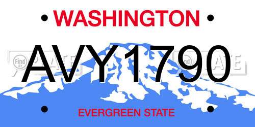 AVY1790 Washington License Plate
