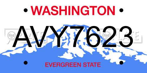 AVY7623 Washington License Plate