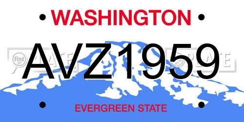 AVZ1959 Washington License Plate