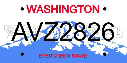 AVZ2826 Washington License Plate