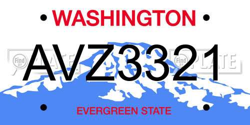 AVZ3321 Washington License Plate