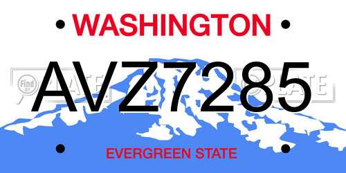 AVZ7285 Washington License Plate