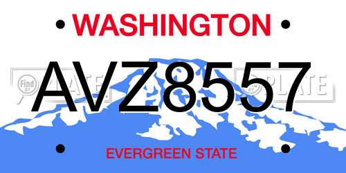 AVZ8557 Washington License Plate