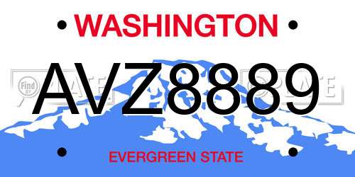 AVZ8889 Washington License Plate