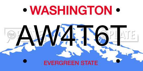AW4T6T Washington License Plate
