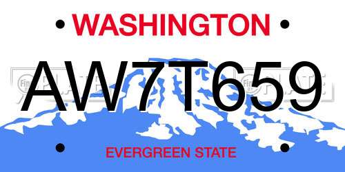 AW7T659 Washington License Plate