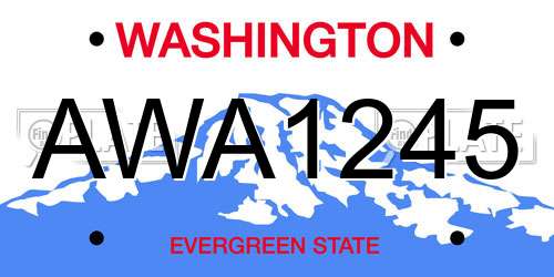 AWA1245 Washington License Plate