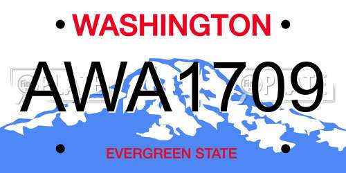AWA1709 Washington License Plate