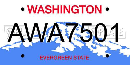 AWA7501 Washington License Plate