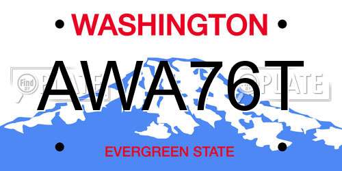 AWA76T Washington License Plate