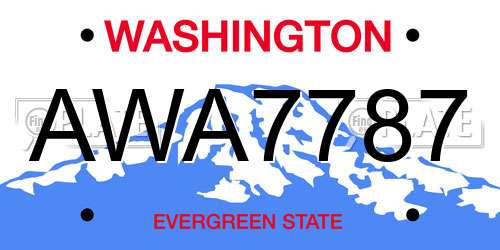 AWA7787 Washington License Plate