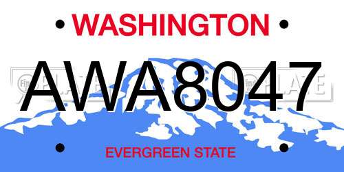 AWA8047 Washington License Plate