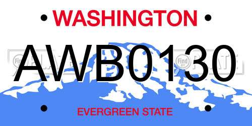 AWB0130 Washington License Plate