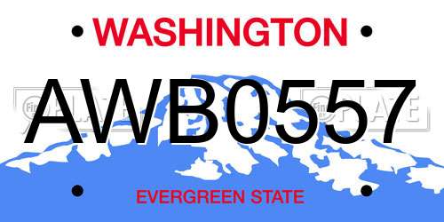 AWB0557 Washington License Plate