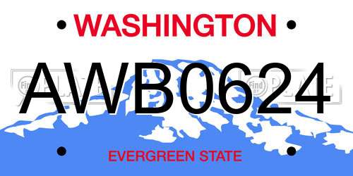 AWB0624 Washington License Plate